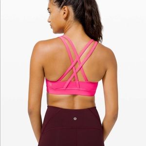 lululemon neon pink energy cross back bra
